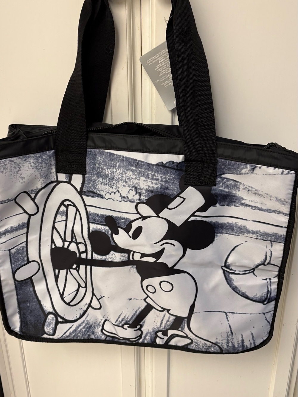 Disney Black and White Steamboat Mickey Tote